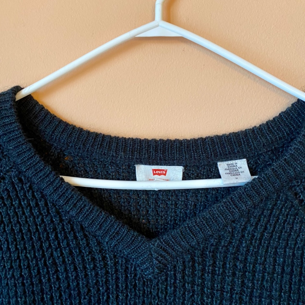 Levi’s Black Wool Blend V Neck Knit Sweater M